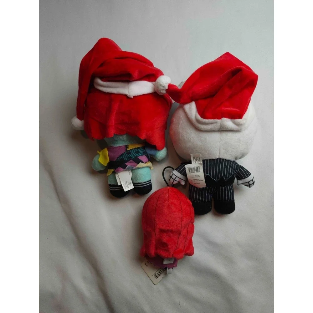 Nightmare Before Christmas Plush Lot Jack Sally Santa Hats & Hallmark Ornament